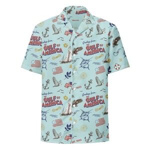 NEW The Gulf Of America Hawaiian Shirt Blue Trump USA Patriotic Men's 3XL